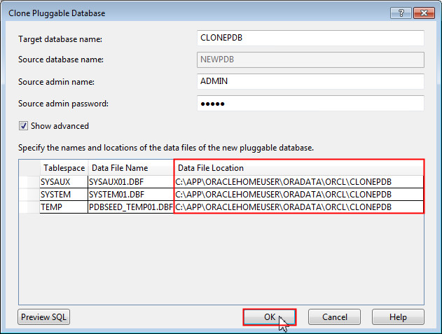 Cloning the Pluggable Database