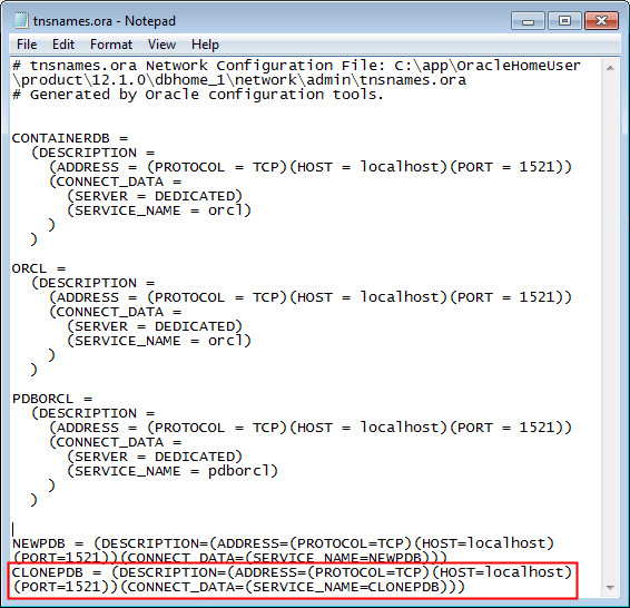 Cloning the Pluggable Database
