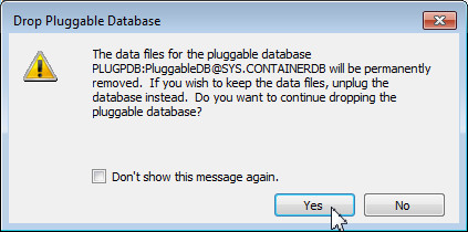 Deleting the Pluggable Database