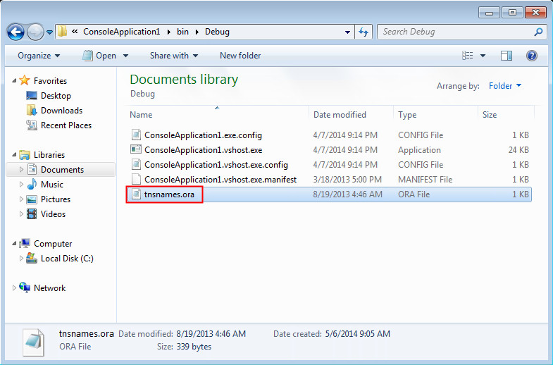 Connect using the Local Naming Parameters file, tnsnames.ora: