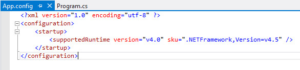 Connect using the .NET Application Configuration File: