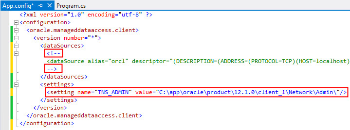 Connect using the TNS_ADMIN Property: