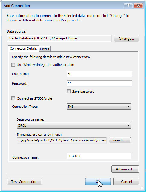 Creating an ODP.NET, Managed Driver Connection