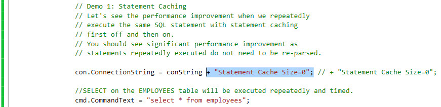 Using Statement Caching