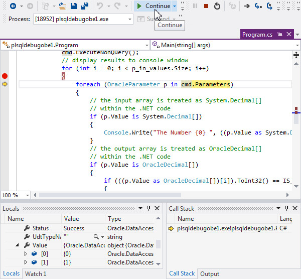 Debugging Oracle PL/SQL from Visual Studio