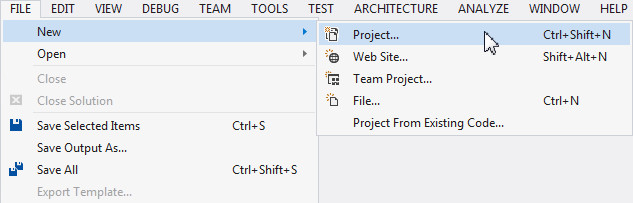 Creating a Project in Visual Studio