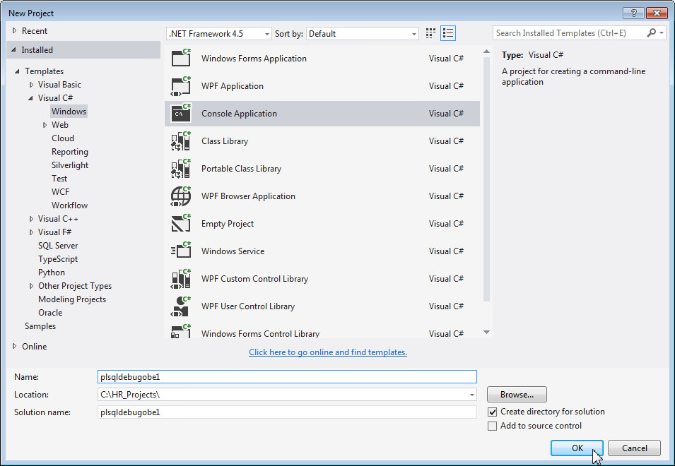 Creating a Project in Visual Studio