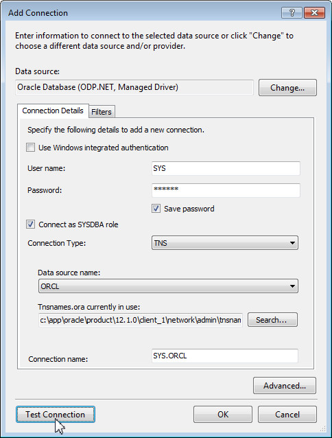 Creating an Oracle Connection