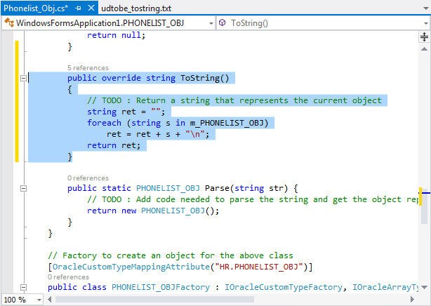 Modifying the ToString method of the UDT Custom Classes