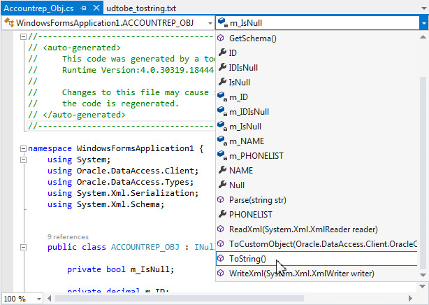 Modifying the ToString method of the UDT Custom Classes
