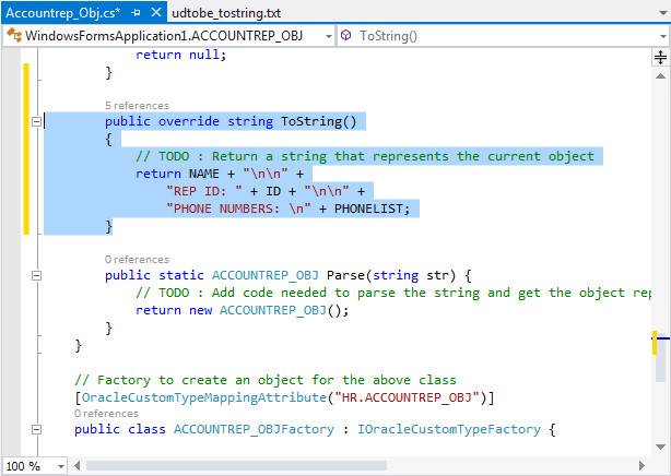Modifying the ToString method of the UDT Custom Classes
