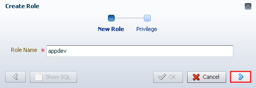 Create Role page - Step 1