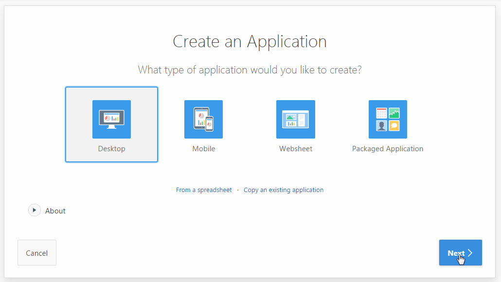 Select Desktop application