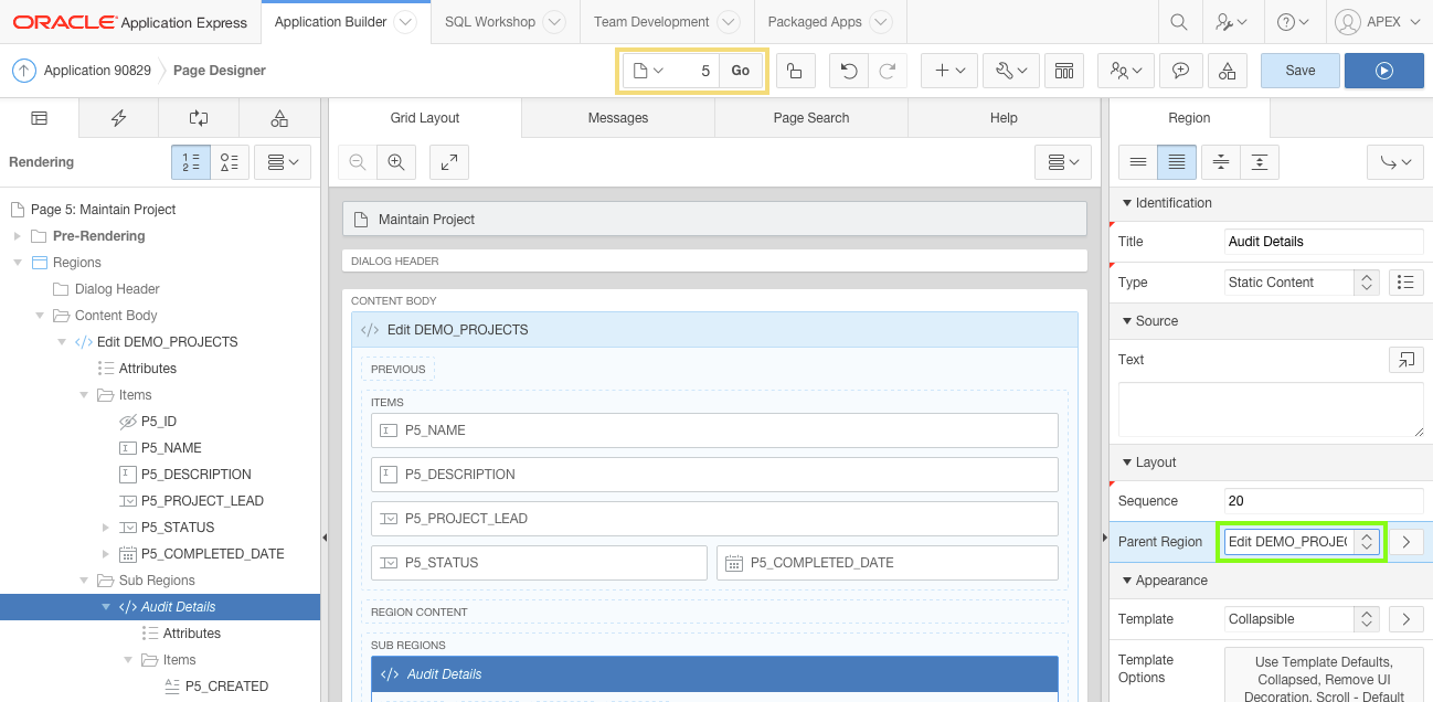 Set Region Attributes