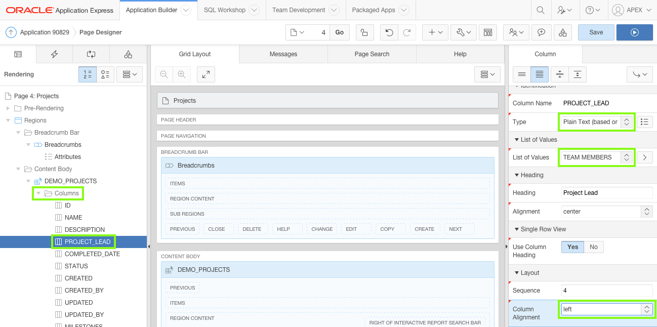 Set Column Attributes