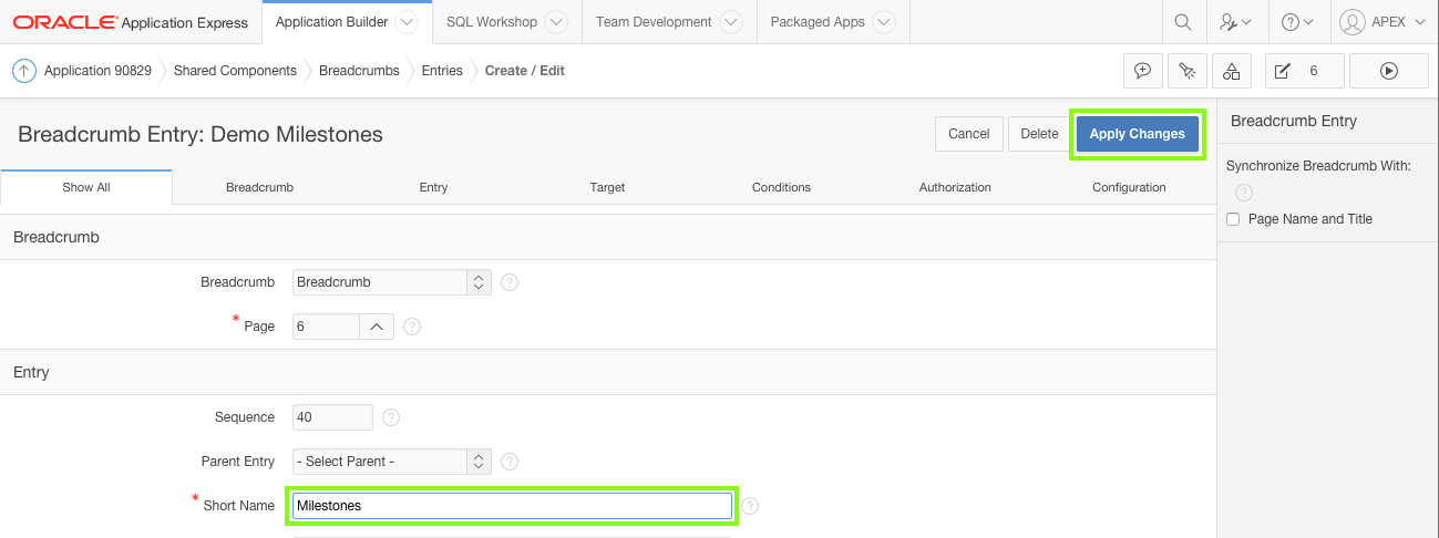 Enter Breadcrumb name