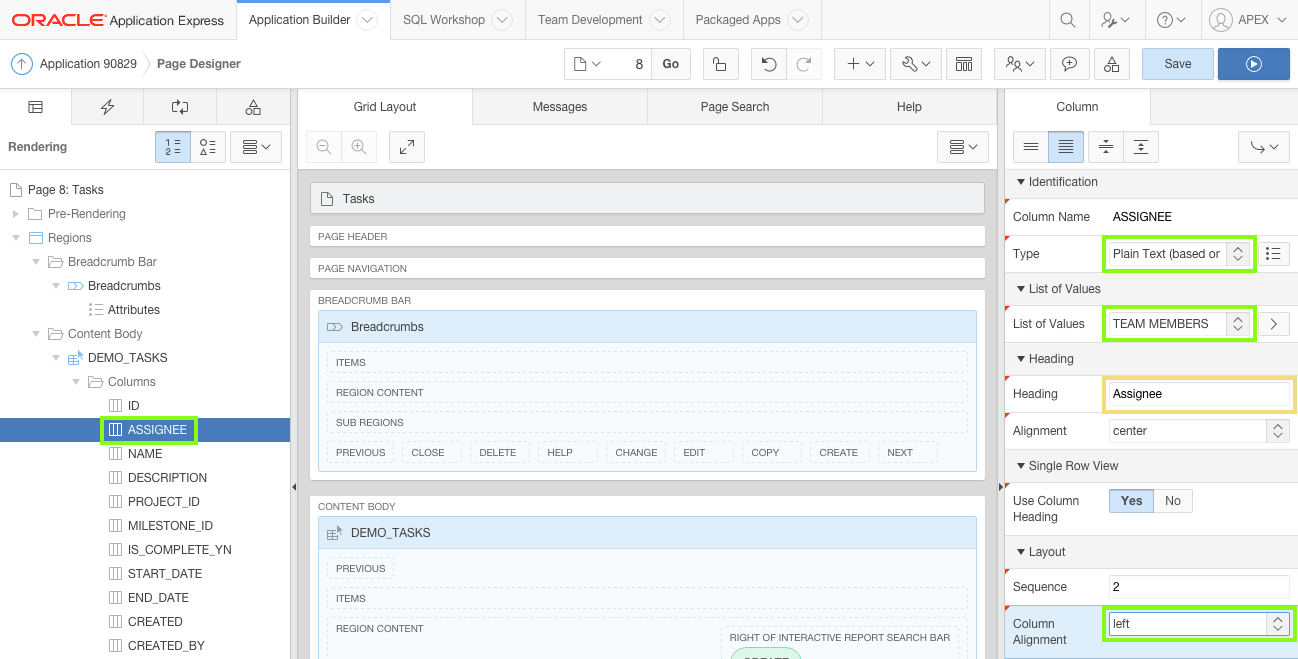 Set Column Attributes