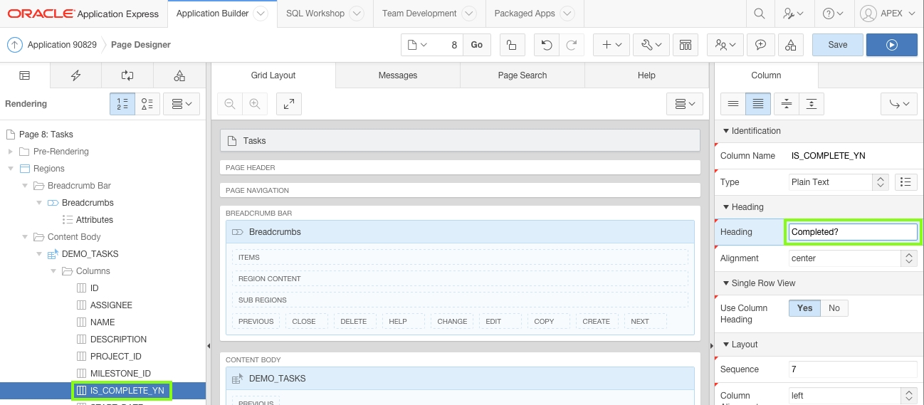 Set Column Attributes