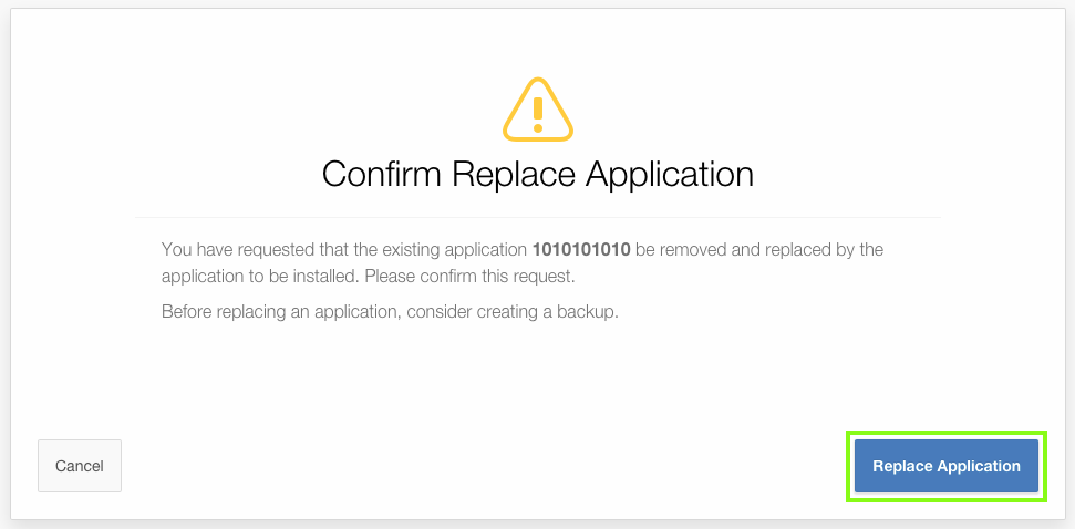 Confirm Replace App