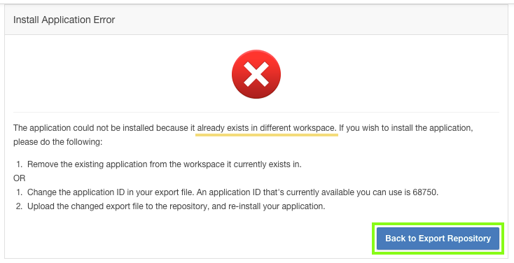 Existing App ID Error