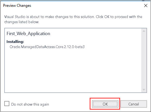 Click OK in the preview changes wizard