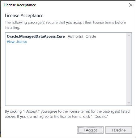 Click OK for the license acceptance