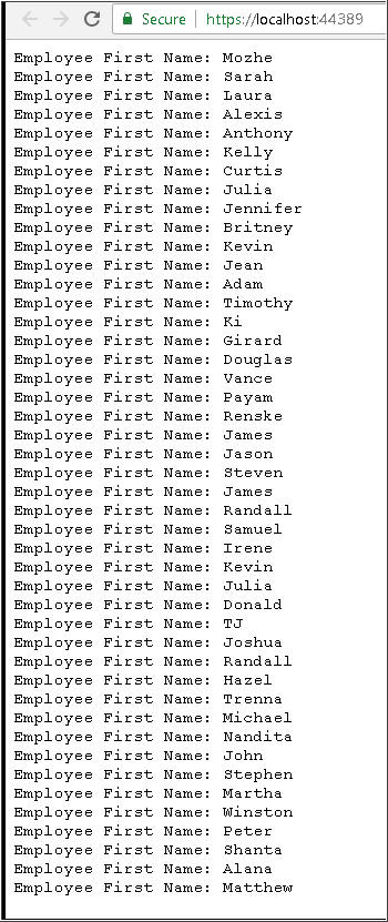 Output displayed on the webpage