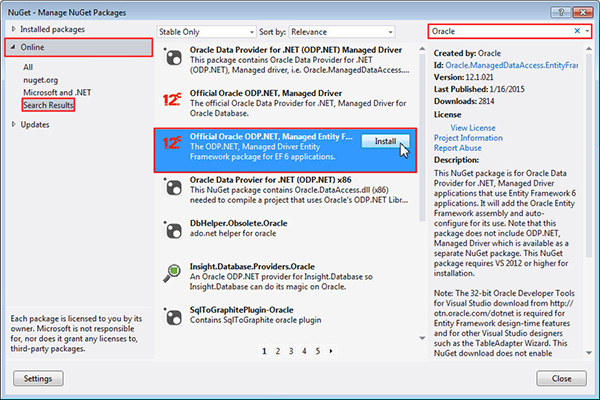 Installing NuGet: Click Install