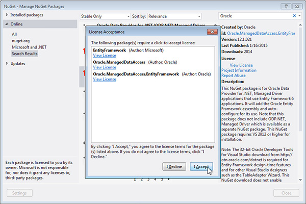 Installing NuGet: License Acceptance