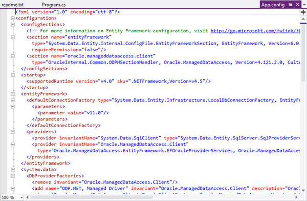 Installing NuGet: App.config screenshot