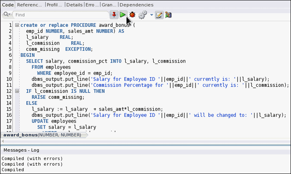 Testing and Debugging Procedures using SQL Developer 4.0