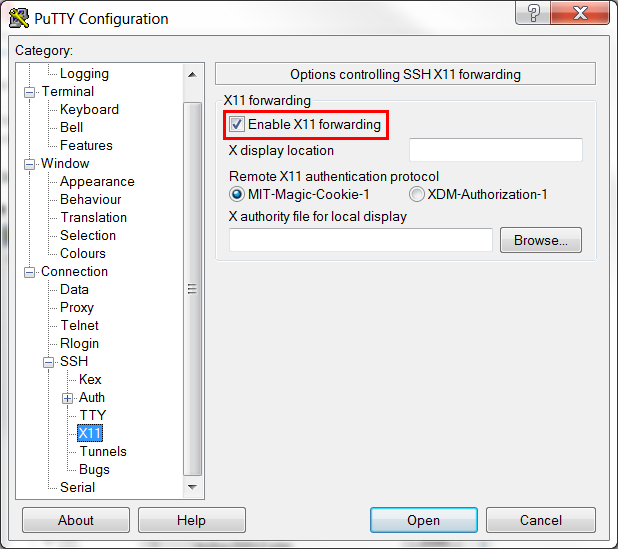 PuTTY X11