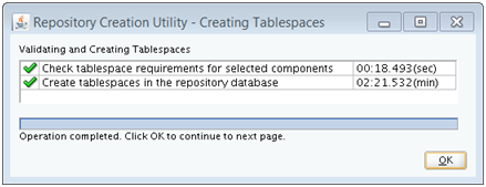 RCU 5c of 7: Creating Tablespaces