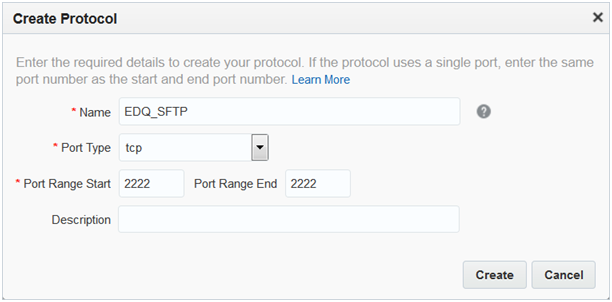 Create Protocol panel