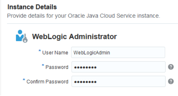 Instance Details WLS Admin