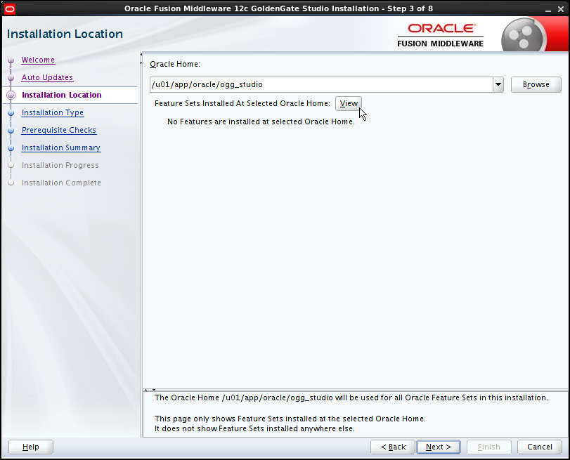 Fusion Middleware Oracle Home showing no other Fusion Middleware installations