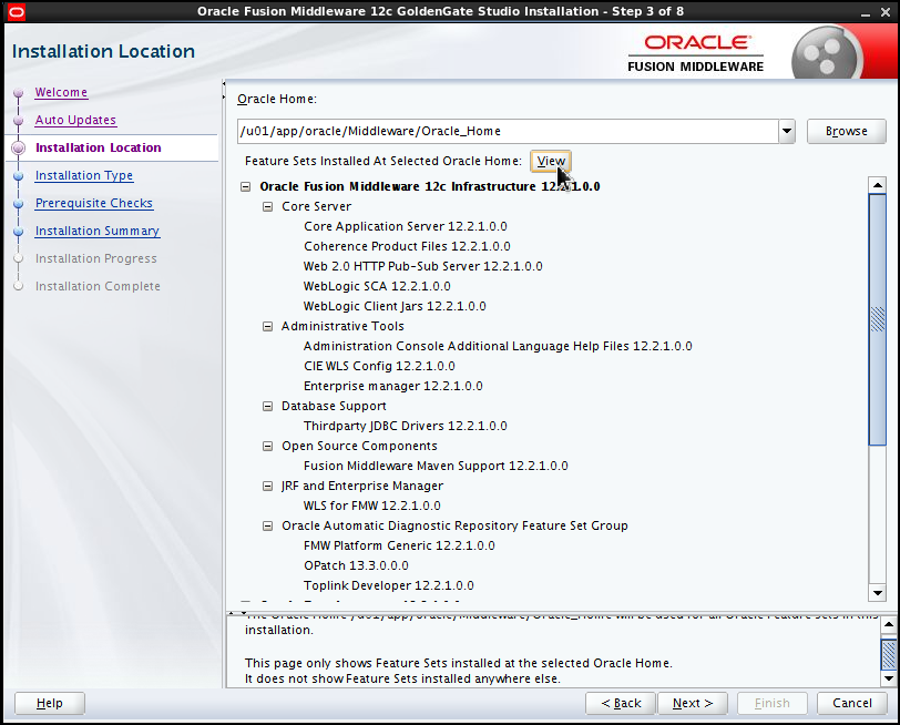 Fusion Middleware Oracle Home showing other Fusion Middleware installations
