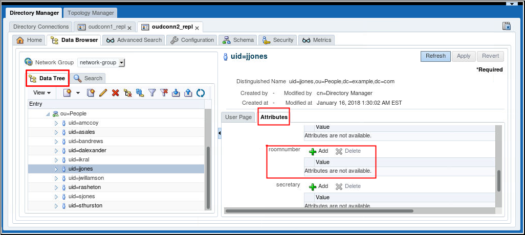 Oracle Directory Services Manager login page