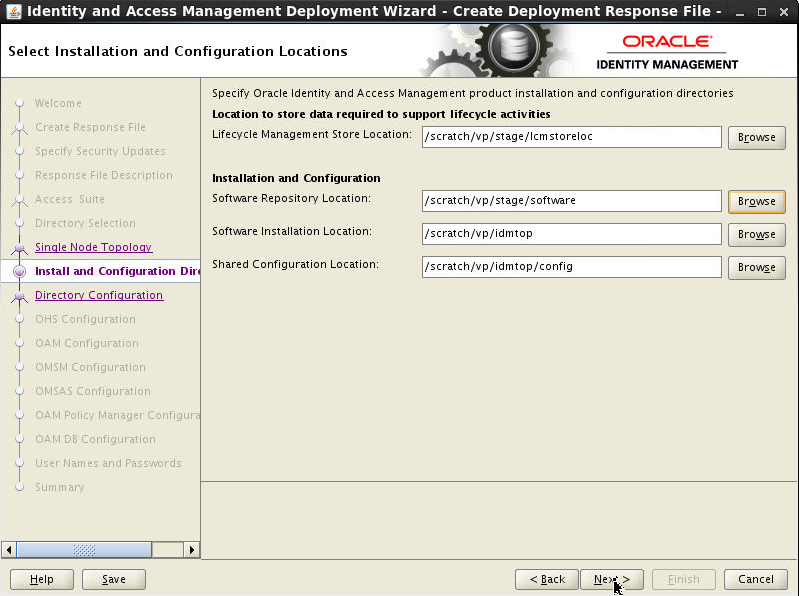 Installation and Configuration Location