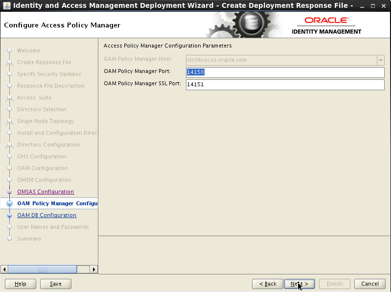 Configure OAM Policy Manager