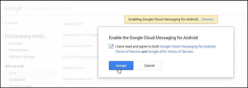 Enable Google Cloud Messaging