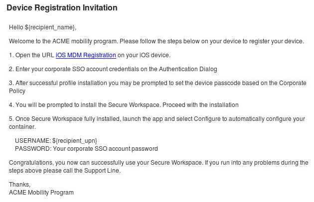 MDM and MAM Invite template