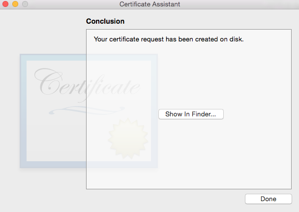 Done: Certificate Assistant