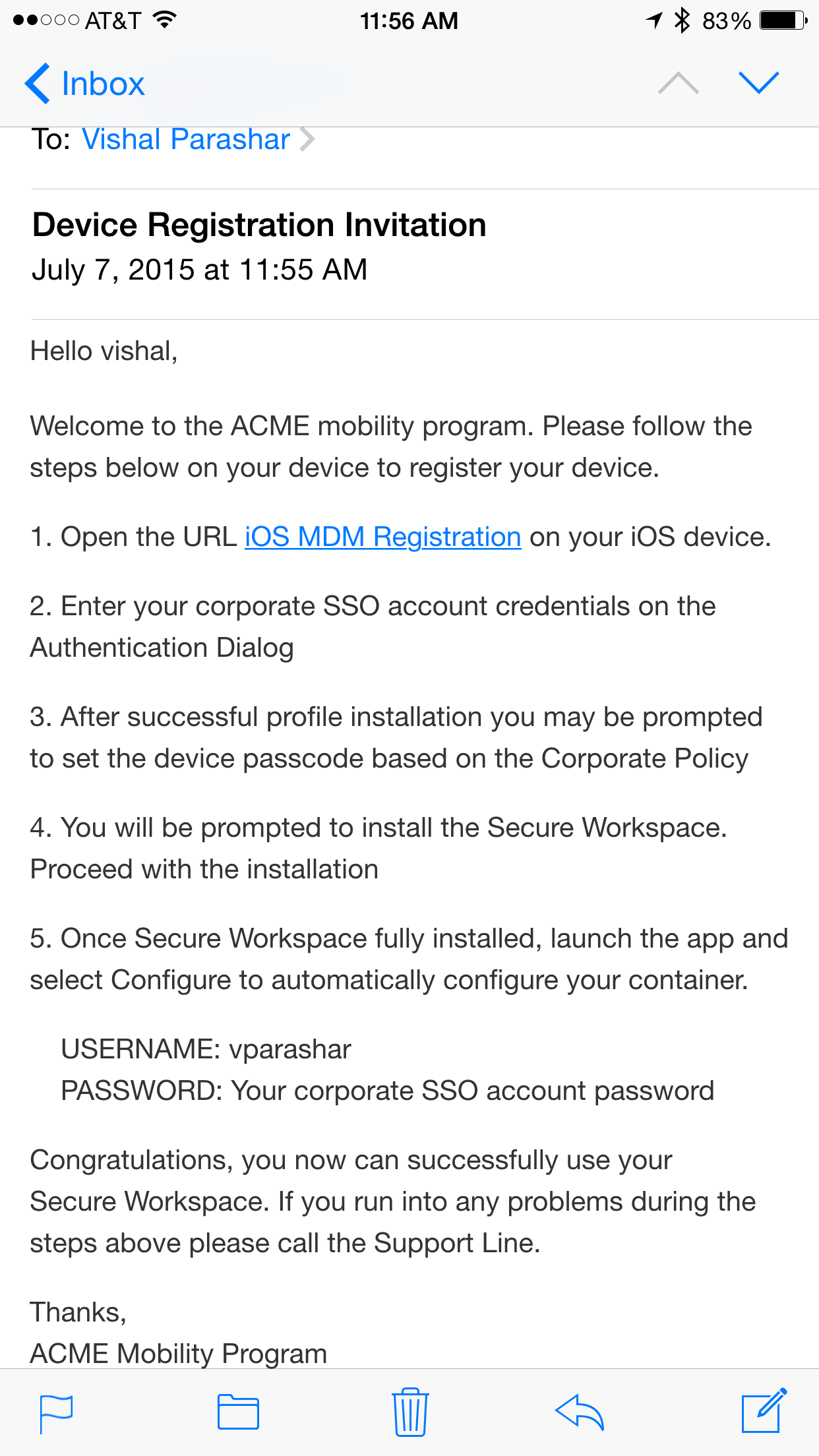 email on mobile device