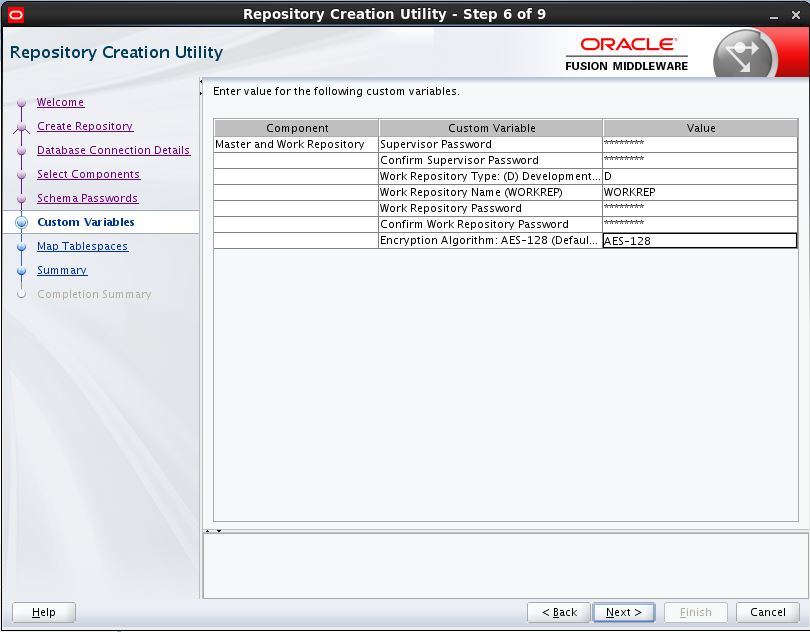 Custom Variables Screen