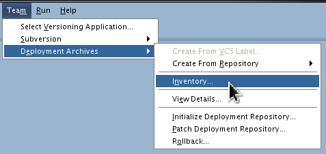 Menu Team DA Inventory