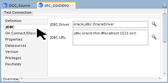 SRC_ODIDEMO JDBC screen