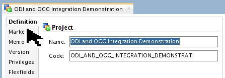 Project Definition screen