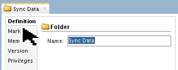 Folder Definition screen
