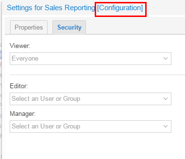 Settings for Configurations